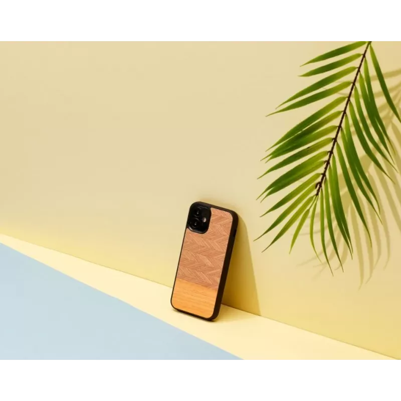 Etui na telefon Man and Wood do iPhone 12 mini, jodełka arancia czarne