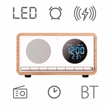MANTA RDI912W Rimini radiobudzik, Bluetooth i ładowanie bezprzewodowe, biały