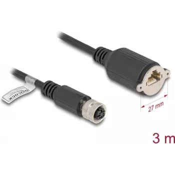 Kabel sieciowy DeLOCK M12 80454 RJ45 Cat5e 3 m Czarny