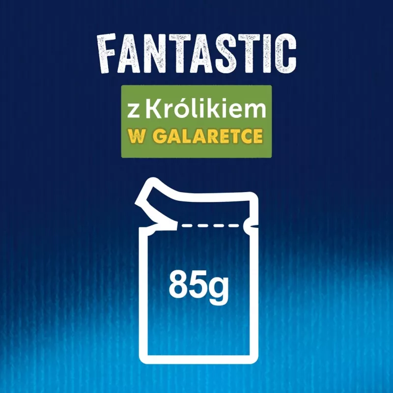 Mokra karma dla kota Felix PURINA saszetka 85 g — smak królika, dla dorosłych kotów, 82% wilgotności, 11,5% białka