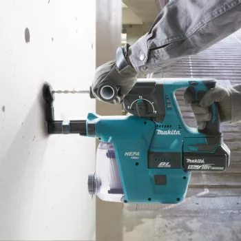 Makita DHR243RTJW - Młot udarowo-obrotowy - Akumulatorowy - 3 funkcje - SDS-plus - 2 dżule - 2 akumulatory, ładowarka w zestawie - 18 V (DHR243RTJW)