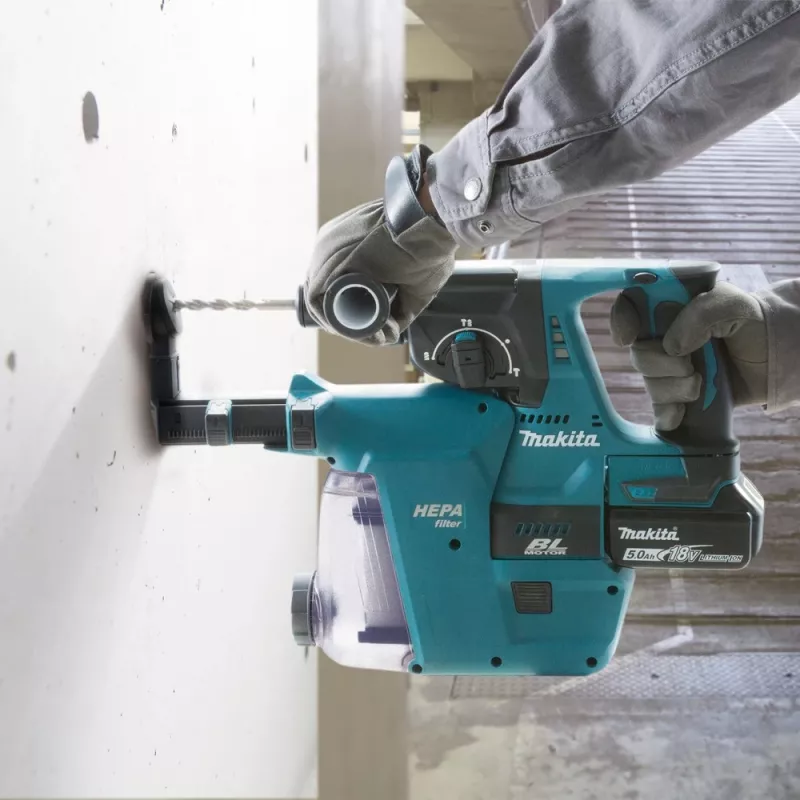 Makita DHR243RTJW - Młot udarowo-obrotowy - Akumulatorowy - 3 funkcje - SDS-plus - 2 dżule - 2 akumulatory, ładowarka w zestawie - 18 V (DHR243RTJW)