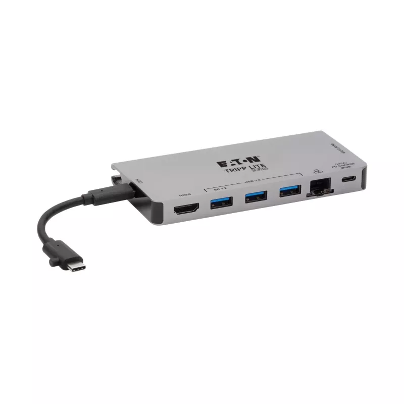 Stacja dokująca USB-C - 4K HDMI, USB 3.2 Gen 1, Hub USB-A, GbE, Czytnik kart, Ładowanie 100W PD, Odłączany przewód U442-DOCK5D-GY