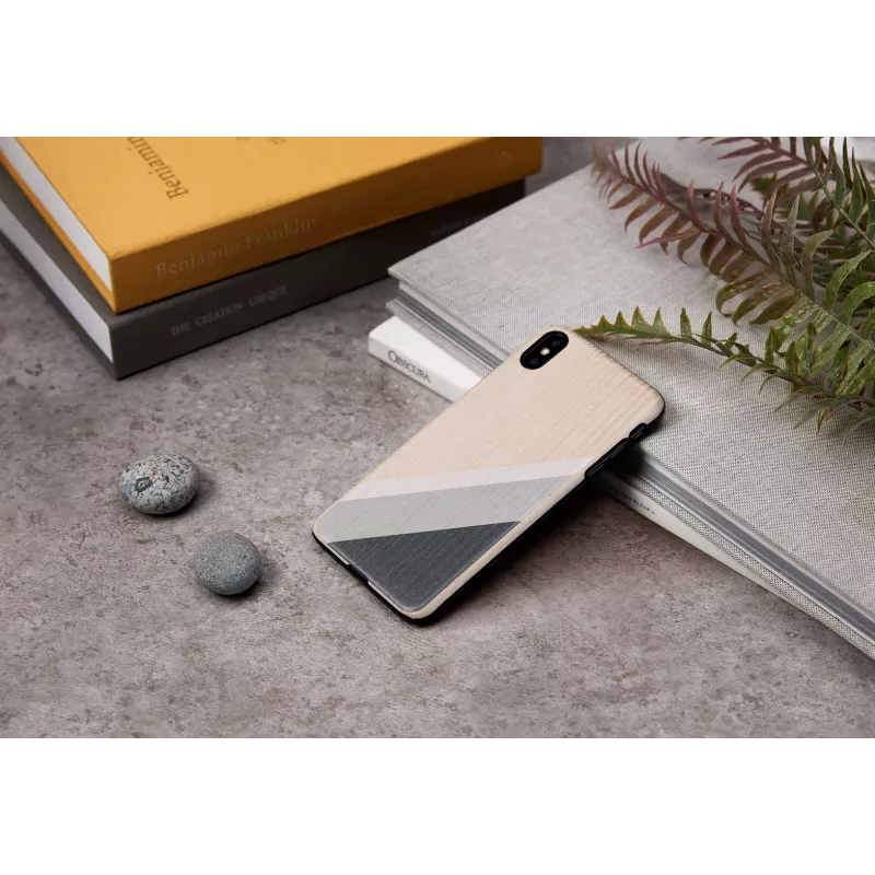 Etui na telefon man and wood do iPhone XS Max — szary garnitur, czarny
