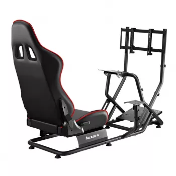 Kokpit wyścigowy huzaro Speed 6.0 z regulowanym fotelem, ramą stalową, kątem 30°–90°, obciążenie do 120 kg, czerwony, 1080×1360×560 mm