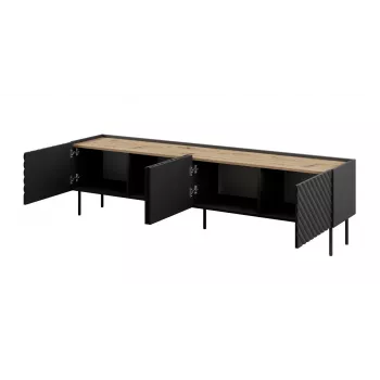 4D szafka RTV ONDA 200x40x35-54 czarny (stojąca lub montowana na ścianie)