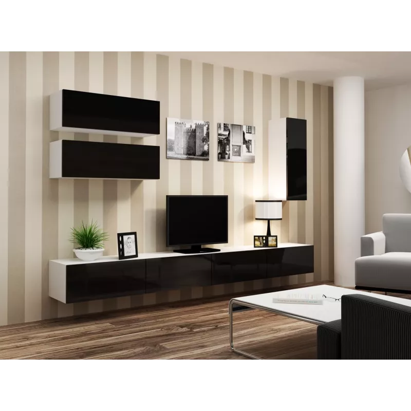 Cama Szafka VIGO 90 pełna 90/35/32 biały/czarny połysk