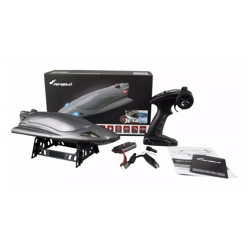 Radio-controlled speedboat Amewi Stingray Jet Drive 335mm RTR, carbon look