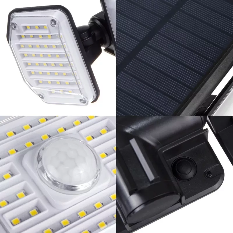 Lampa LED Solar Maclean IP65 z czujnikiem ruchu i zmierzchu 4W 320lm 4000K Li-ion 1200 mAh 3 tryby pracy Naświetlacz Oświetlenie bezpieczeństwa Ogrodu Wejścia HQ