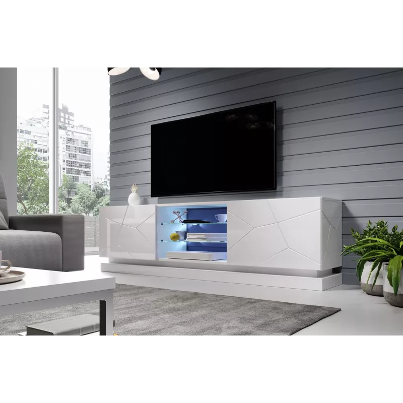 Cama szafka TV QIU 200 MDF biały połysk/biały połysk