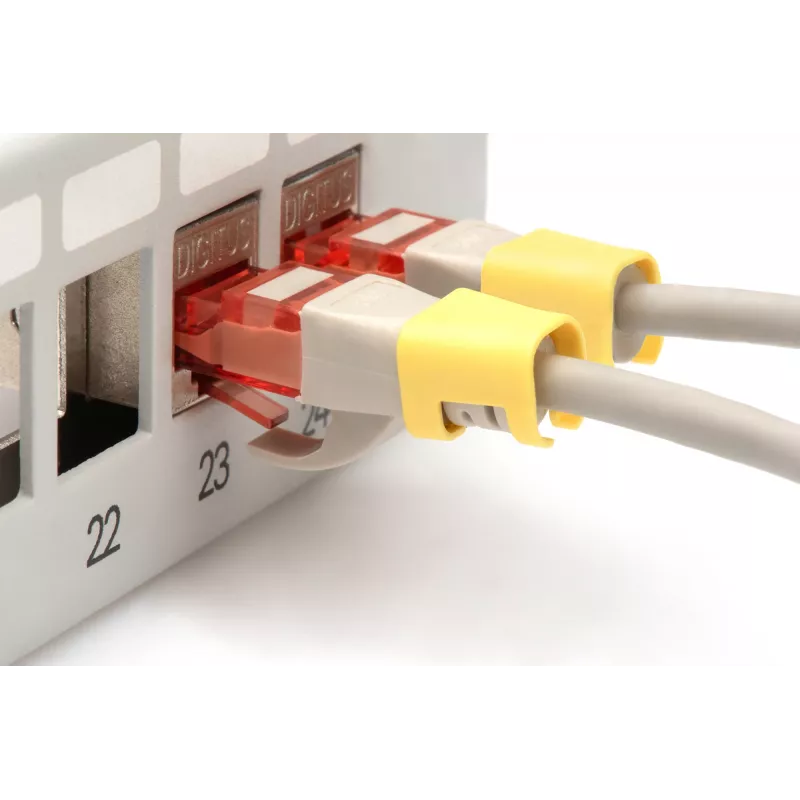 DIGITUS - Kabelclips mit Farbcodierung - für Patch-Kabel - Gelb (Packung mit 100) (A-CC-Y)