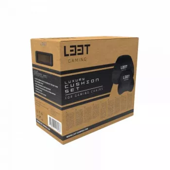 L33T Gaming 160382 Luksusowy Zestaw Poduszek do Krzesła Gamingowego, Pianka Memory, Welur, Ultra-miękki, Czarny