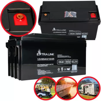 Akumulator szczelny kwasowo-ołowiowy Extralink Accumulator AGM 12V 65Ah, VRLA, czarny, 1 szt.