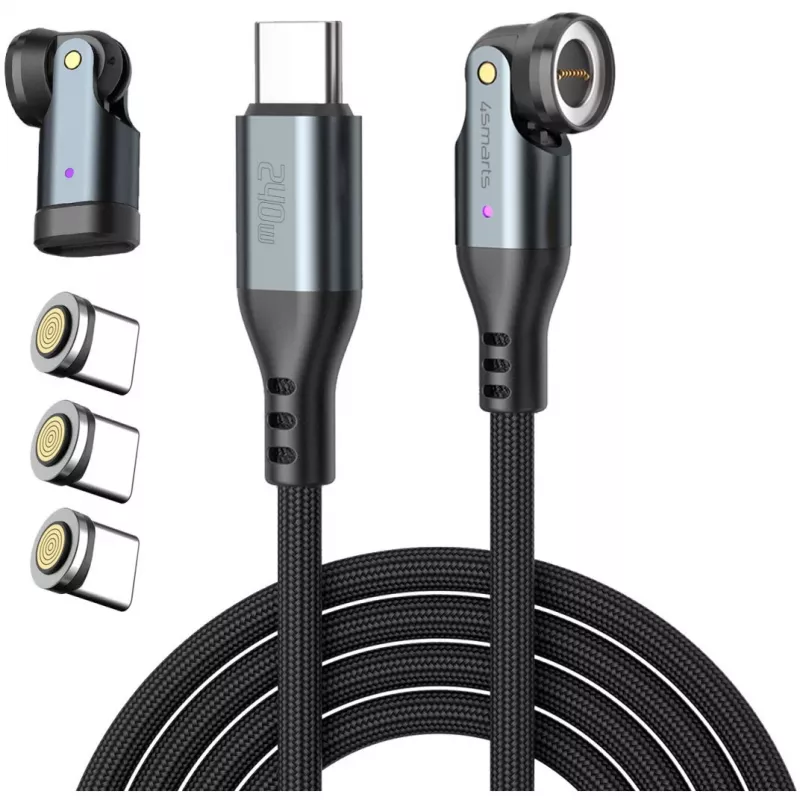 Kabel USB-C 4smarts GravityCord 240W 1.8 m – ładowanie USB-C do USB-C o wysokiej mocy i przesył danych
