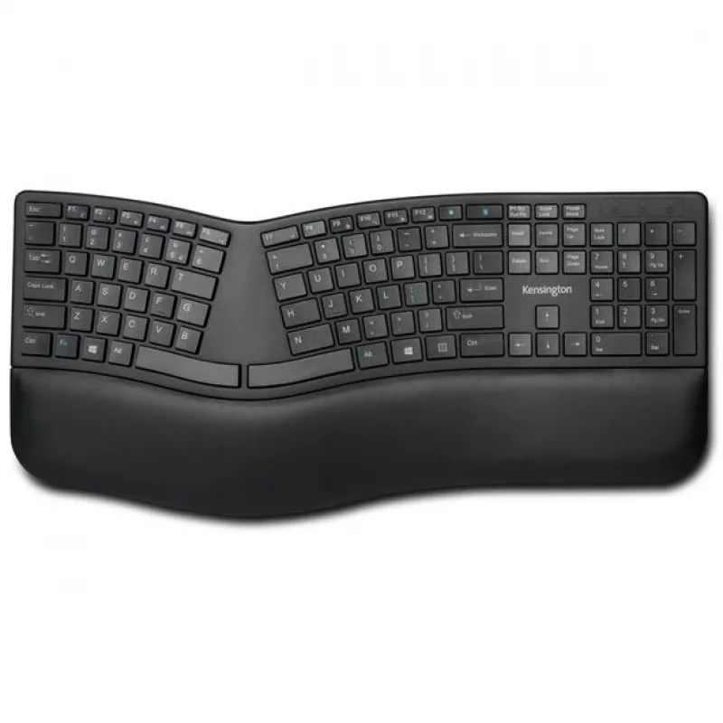 Kensington ProFit Ergo Wireless klawiatura FR, Full-size (100%), Wired & Wireless, RF Wireless + USB, AZERTY, Czarny