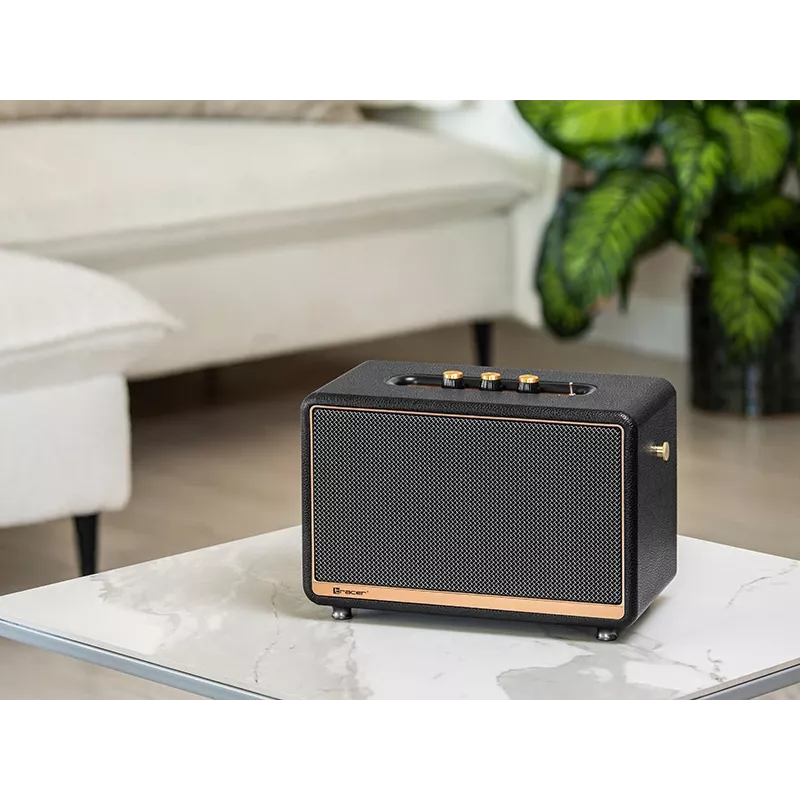 Przenośny głośnik stereo TRACER M45 Czarny — Bluetooth 5.0, 45 W RMS, radio FM, wbudowany mikrofon, zasilany bateriami