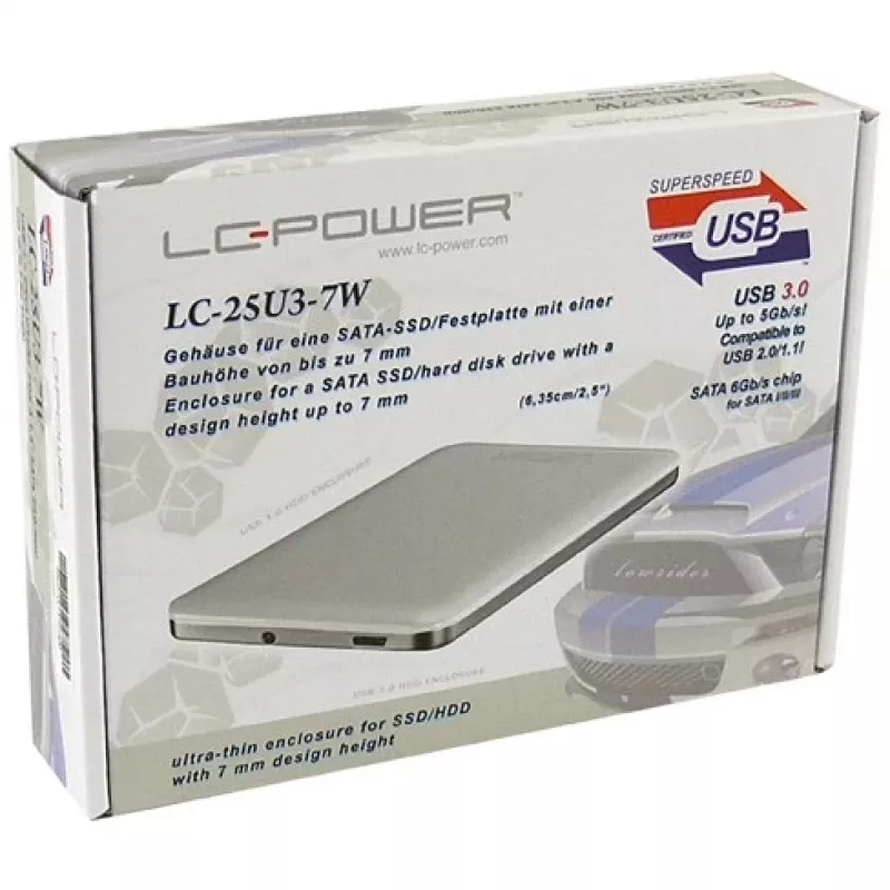 LC-Power LC-25U3-7W, nur Gehäuse 2.5, USB 3.0, weiß, für SATA HDD/SSD (LC-25U3-7W)