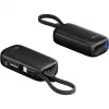 Powerbank 5.000 mAh, zintegrowany kabel USB-C 13 cm, 20 W (czarny, 5 Ah, 1x USB-A, 1x USB-C, PD, QC)