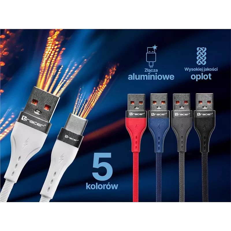 Kabel Tracer 47487 USB A - Type C M/M 1m Szary