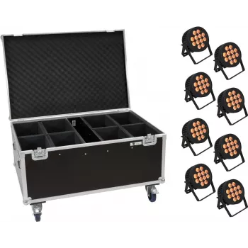 Zestaw oświetlenia LED PAR EUROLITE 20000885 — 8x12W PAR LED, stopień ochrony IP, z walizką na kółkach