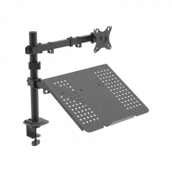 Akyga AK-MB-04 uchwyt biurkowy do monitora z półką na laptopa, 15-32 cali, 2x 10 kg, VESA 75x75 / 100x100, czarny