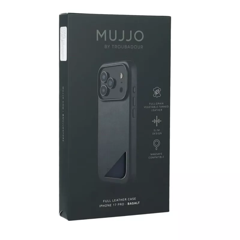 Mujjo Full Leather Case MagSafe etui do iPhone 17 Pro Szary