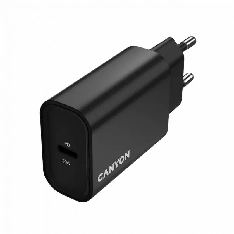Ładowarka ścienna CANYON OnCharge 30CL 30W PD 1-port EU plug Czarny