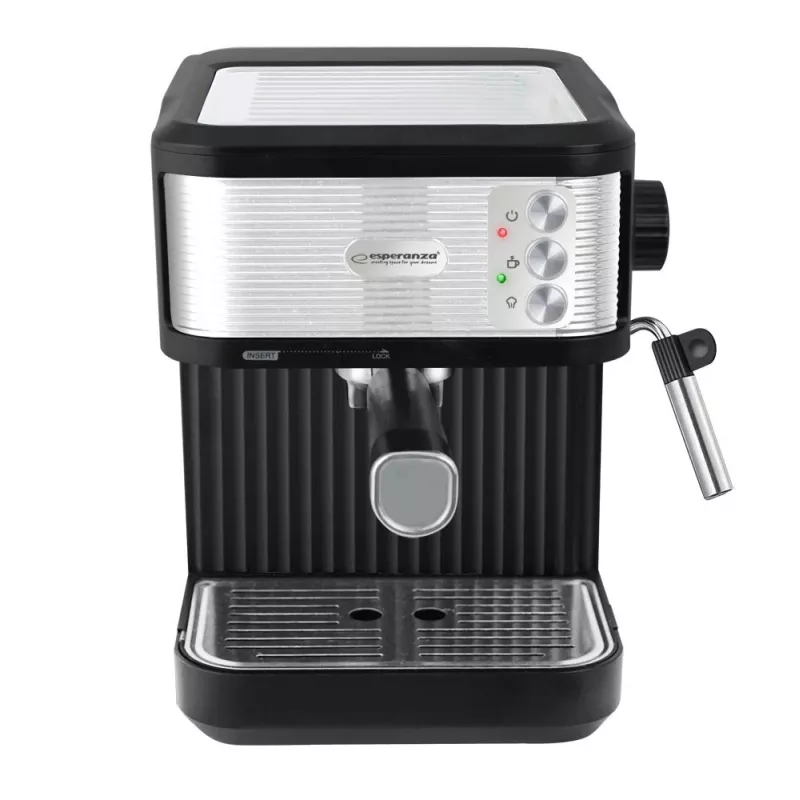Ekspres do kawy espresso ESPERANZA EKC011 — zbiornik na wodę 1,8 l, 850 W, 20 barów, sterowanie dotykowe, spieniacz mleka