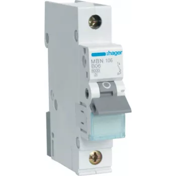 Hager MBN106. Częstotliwość wejściowa AC: 50/60 Hz, Prąd wyjściowy znamionowy: 6 A (MBN106)