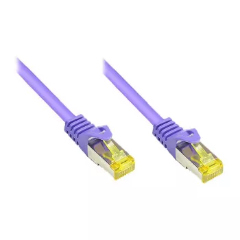 Patchcord RJ45 z przewodem surowym kat. 7 i ochroną zatrzasku (RNS®), S/FTP, PiMF, bezhalogenowy, 600 MHz, OFC, fioletowy, 1,5 m, Good Connections® (8070R-015V)
