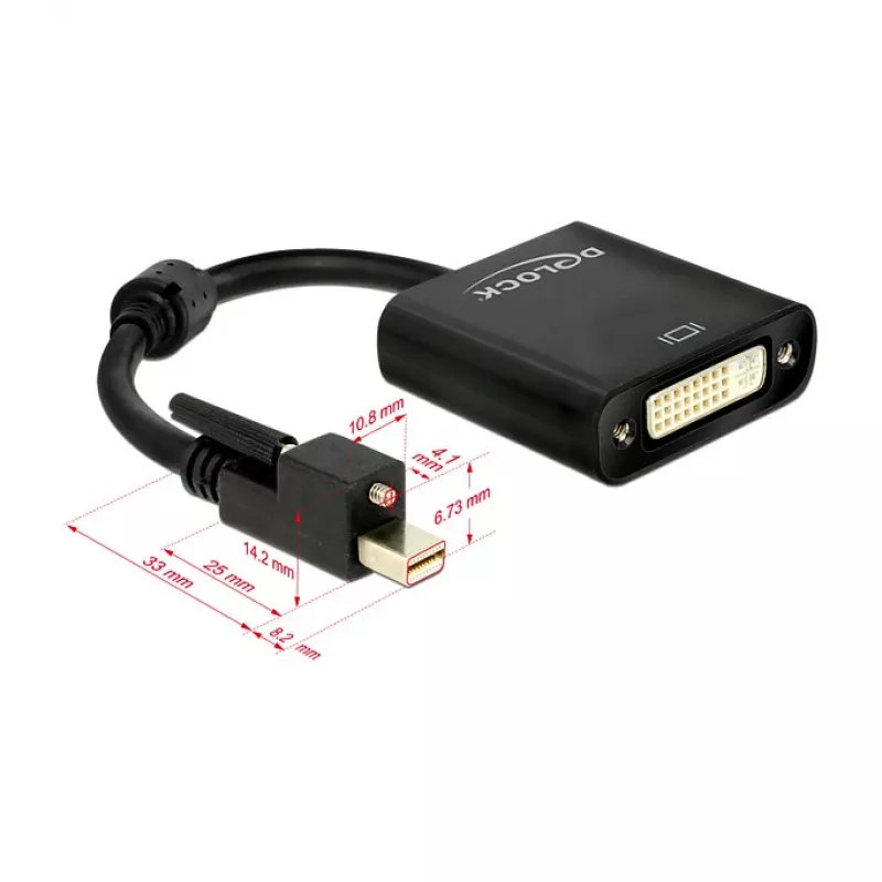 Adapter kabla wideo DeLOCK 62639 Mini DisplayPort na DVI-I 0,25m Czarny