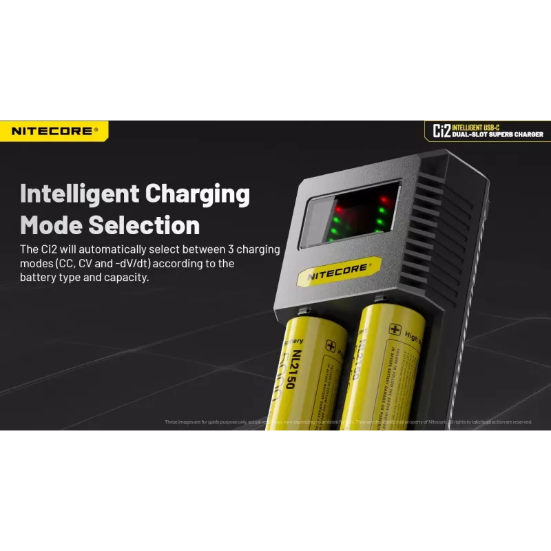 Ładowarka do akumulatorów Nitecore Ci12 Uniwersalna ładowarka USB do Li-Ion, NiCd, NiMH, wejście 3A 5/9/12V, obudowa z tworzywa sztucznego