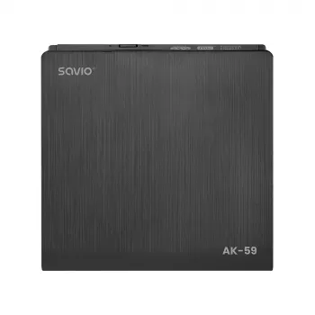 SAVIO AK-59 Zewnętrzna smukła nagrywarka CD/DVD R/RW - USB-C/USB-A, czarny