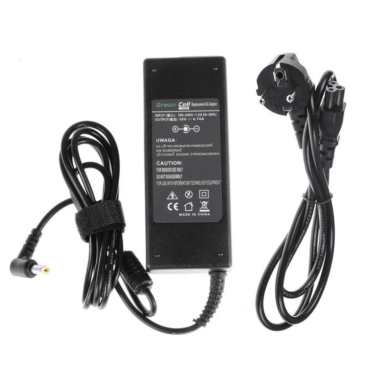 Zasilacz do laptopa zielony Cell AD02P 90W 19V 4,74A AC-DC Wewnętrzny Czarny