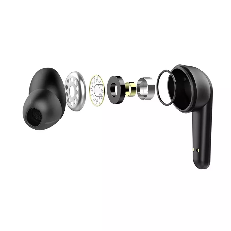 Zestaw słuchawkowy douszny TWS SAVIO TWS-12, Bluetooth 5.3, wbudowany mikrofon, czarny