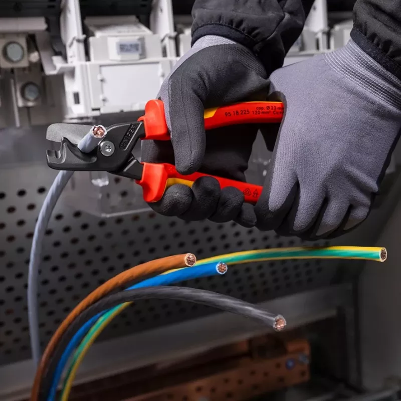Nożyce do kabli Knipex 95 18 225 VDE, izolowane rękojeści, długość 225 mm