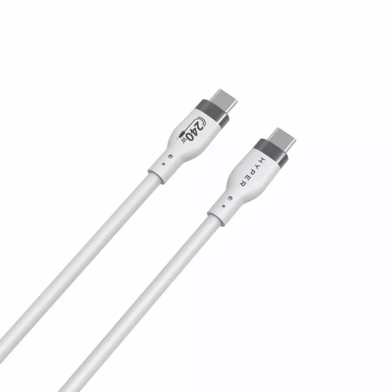 HYPER HyperJuice 240W Silikonowy Kabel USB-C na USB-C (0,9 m/1 m) - Biały