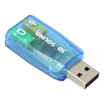 Zewnętrzna karta dźwiękowa USB Gembird Virtus2 — interfejs USB, słuchawki 3,5 mm, niebieski przezroczysty