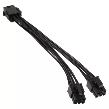 Kabel rozdzielacz zasilania PCIe 6-pin na 2x PCIe 6-pin, 0,15 m, No name ZUAD-766, czarny