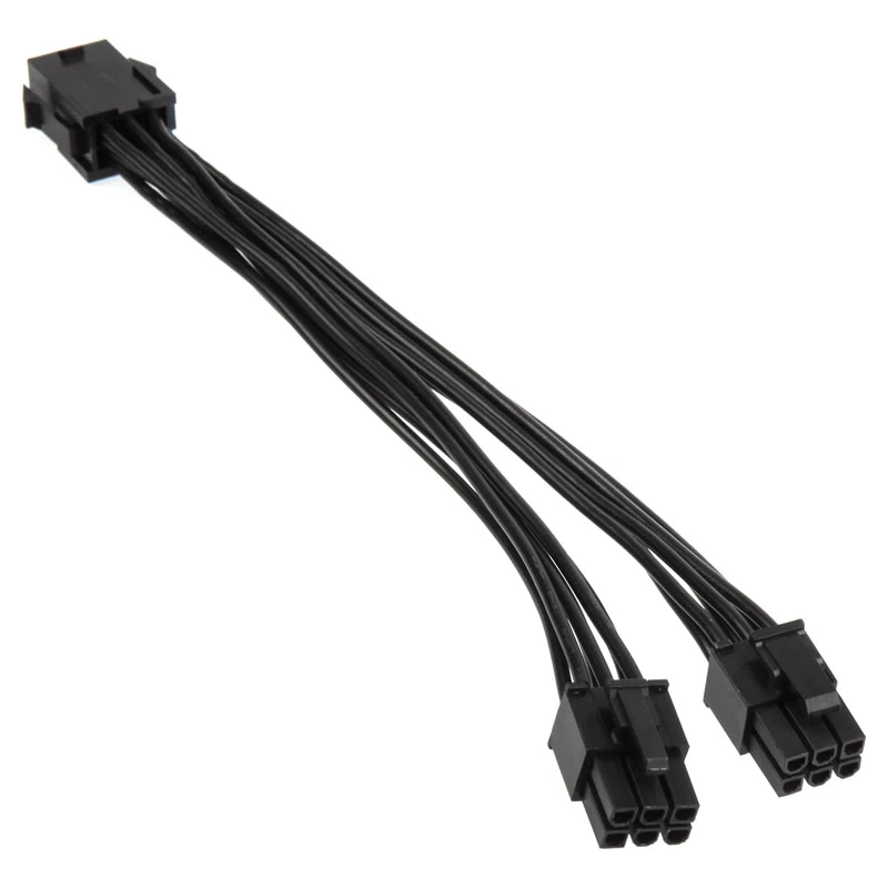 Kabel rozdzielacz zasilania PCIe 6-pin na 2x PCIe 6-pin, 0,15 m, No name ZUAD-766, czarny