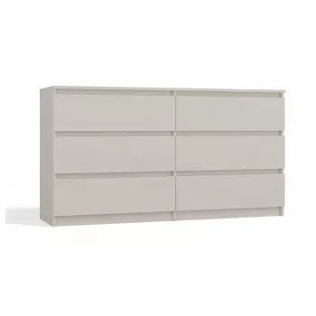 Komoda MALWA M6/140 od top e shop — 6 szuflad, 1380×400×750 mm, laminat kaszmirowy