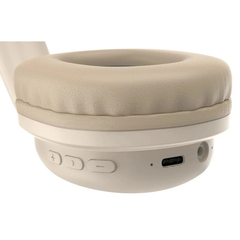 Bezprzewodowe słuchawki nauszne DEFENDER EEMOTION B640 BEŻOWE — binauralne, zamknięta akustyka, USB-C, AUX, 20–20000 Hz, 105 dB
