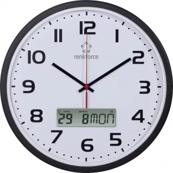 Zegar ścienny Renkforce HD-WRCL135, średnica 32 cm, czarny