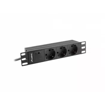 Lanberg PDU-03E-0200-BK jednostka dystrybucji zasilania (PDU) 3 gniazda AC 1U czarna