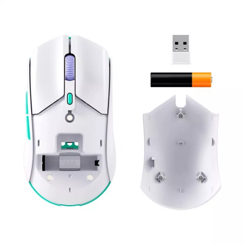 HyperX Pulsefire Haste 2 Core Wls - Mysz gamingowa (biały/zielony/fioletowy)