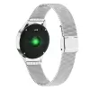 Smartwatch ORO-MED ORO-SMART CRYSTAL srebrny — okrągła metalowa obudowa, LCD 240×198, wyświetlacz 1.04 cala, Bluetooth 4.0, wodoodporny, bateria 120 mAh