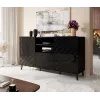 Komoda cama meble ABETO 150x42x82 cm, połysk czarny, rama MDF, 1 szuflada
