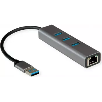 Stacja dokująca do laptopa ROLINE 12021112 przewodowa USB Typ-A szary Ethernet 1000 Mbit/s