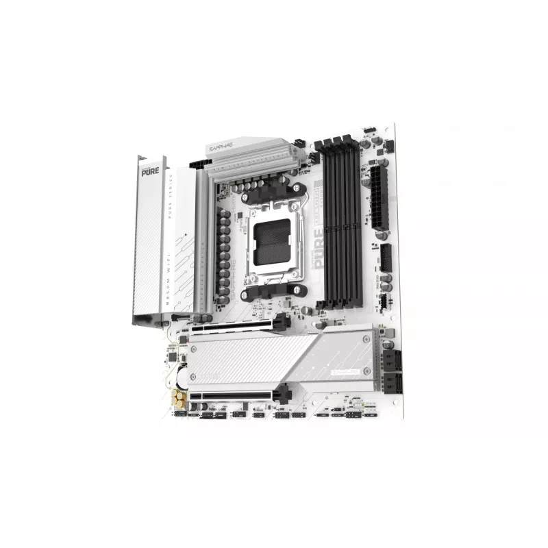 Płyta główna Sapphire PURE B850M WIFI Micro ATX — AMD B850, Socket AM5, DDR5 do 8000 MHz, 4 DIMM, Wi‑Fi 6, LAN 2,5 Gb, 2× M.2, PCIe 5.0 x16