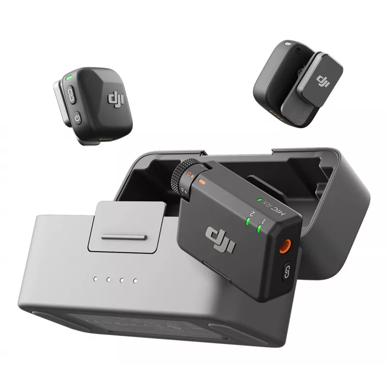 DJI Mic Mini (2 TX + 1 RX + etui ładujące) Zestaw mikrofonu bezprzewodowego - Ciemnoszary